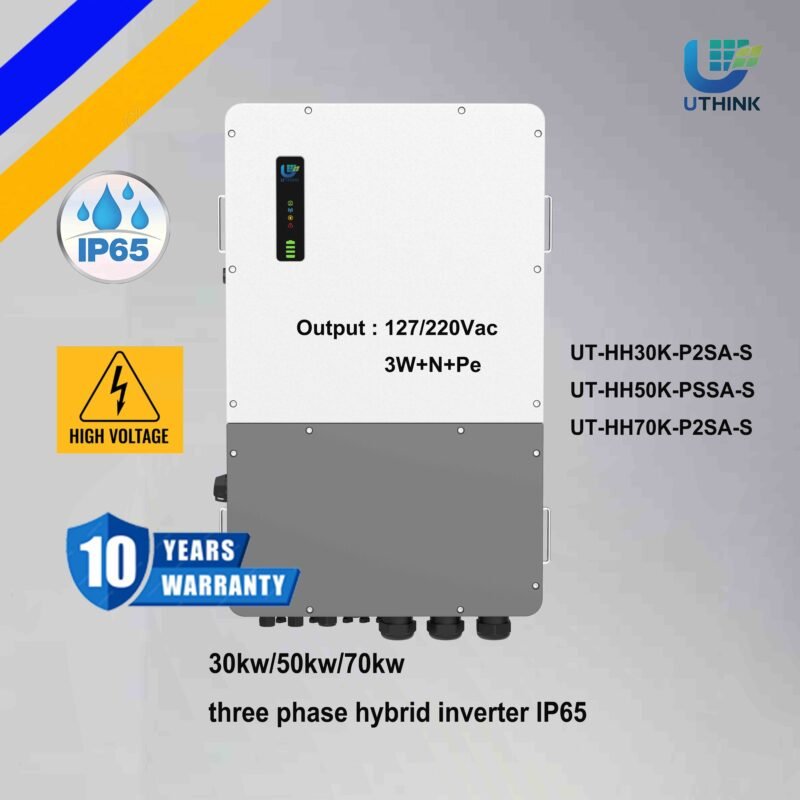 30kw 50kw 70kw IP65 commercial solar Three phase 220Vac hybrid inverter for SA market