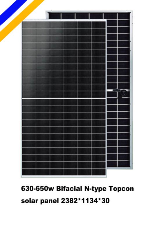 high efficient 630w-650w bifacial cells solar panels
