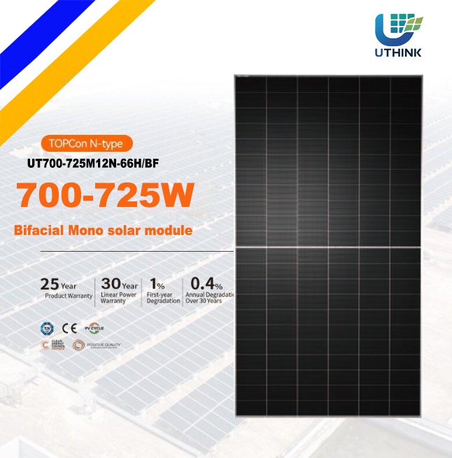 N-type HJT solar panels 700W-725W
