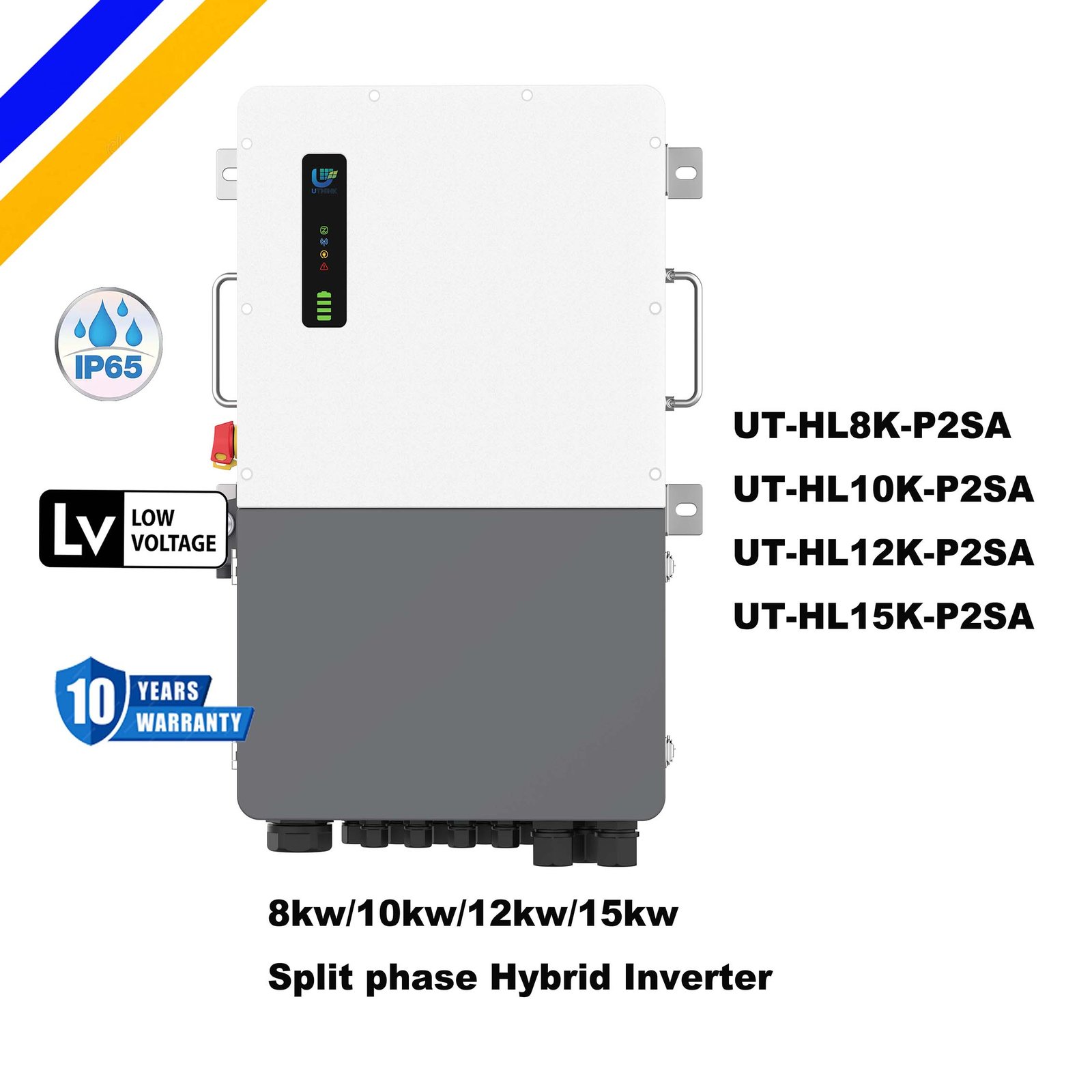 局部备电.1 中性 Uthink 8-15kw split phase low voltage hybrid inverter IP65 - Image 1